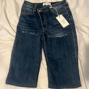 Risen Skinny Jeans Dark Wash Frayed/cut Hem Ankle Length women's 7/28.new